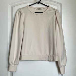 Z Supply Gathered Sleeve Cream Sweatshirt - Size M